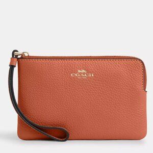 COACH Brown Corner Zip Wristlet